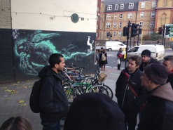Karim starting the street art tour